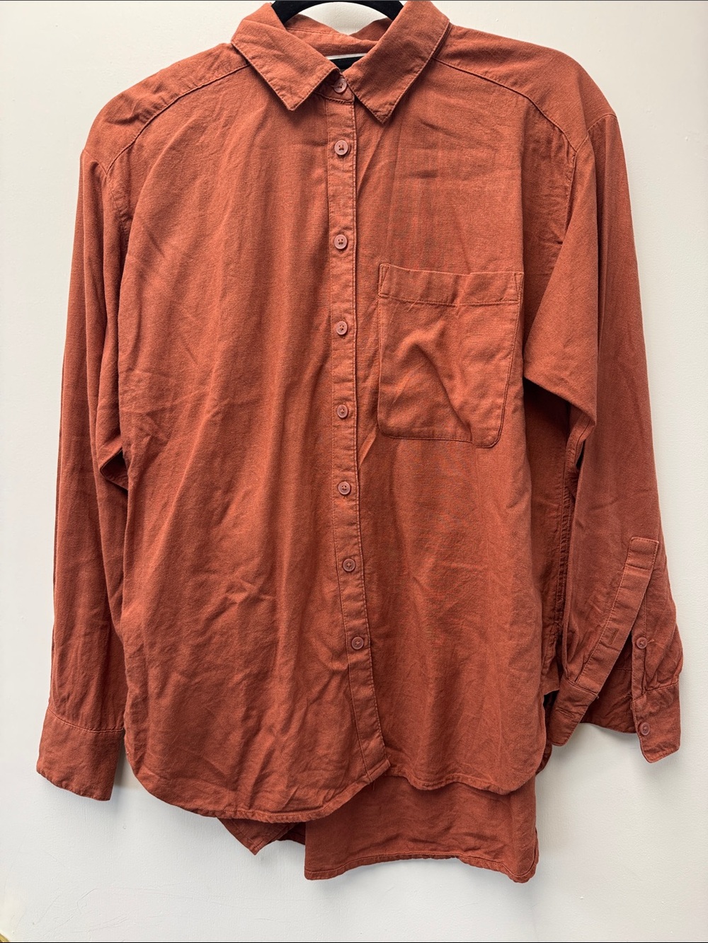 LOFT Burnt Orange Long-Sleeve Button-Down Shirt